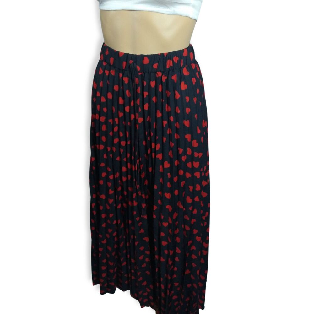 Long Black Maxi Skirt – Plus Size 3XL Heart Print Winter Casual